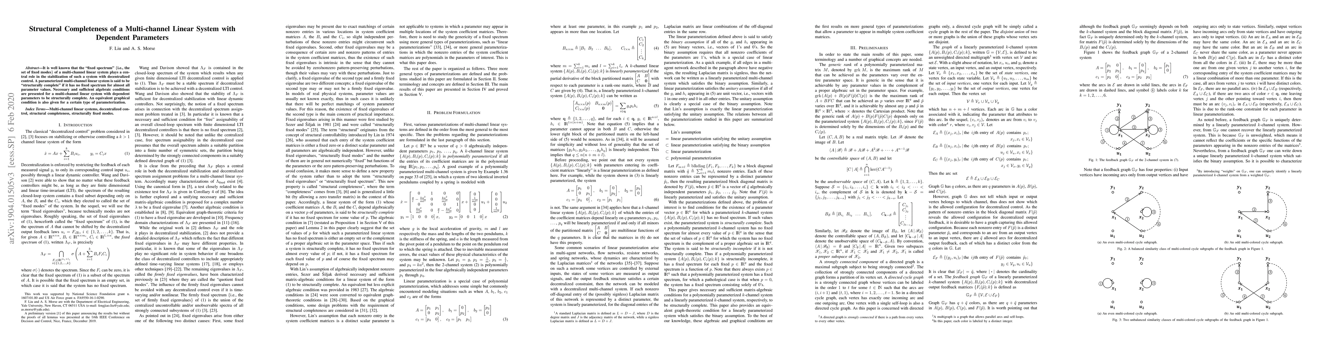 Thumbnail for Structural Completeness of a Multi-channel Linear System with Dependent
  Parameters