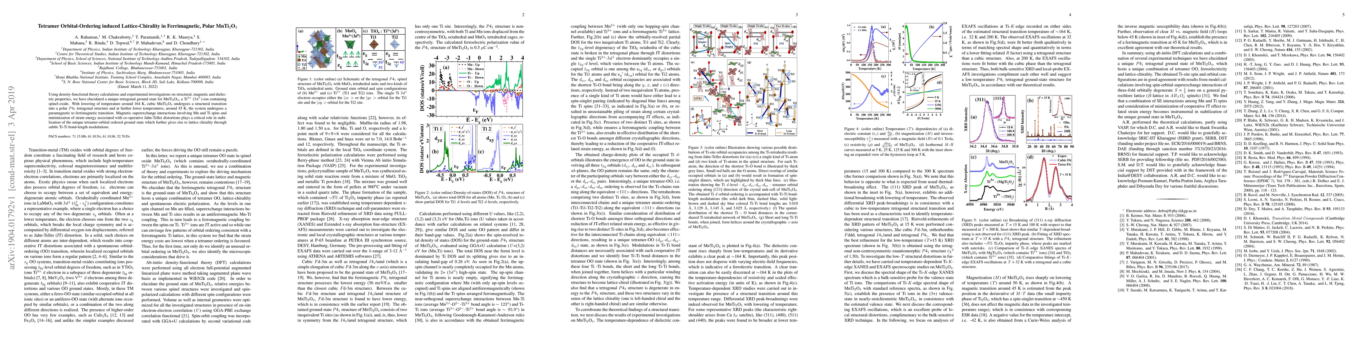 Thumbnail for Tetramer Orbital-Ordering induced Lattice-Chirality in Ferrimagnetic,
  Polar MnTi2O4