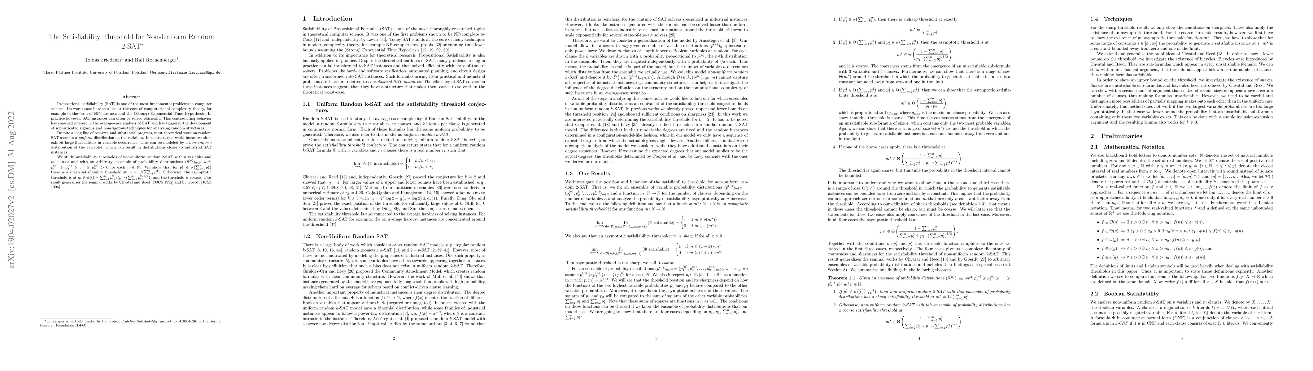 Thumbnail for The Satisfiability Threshold for Non-Uniform Random 2-SAT