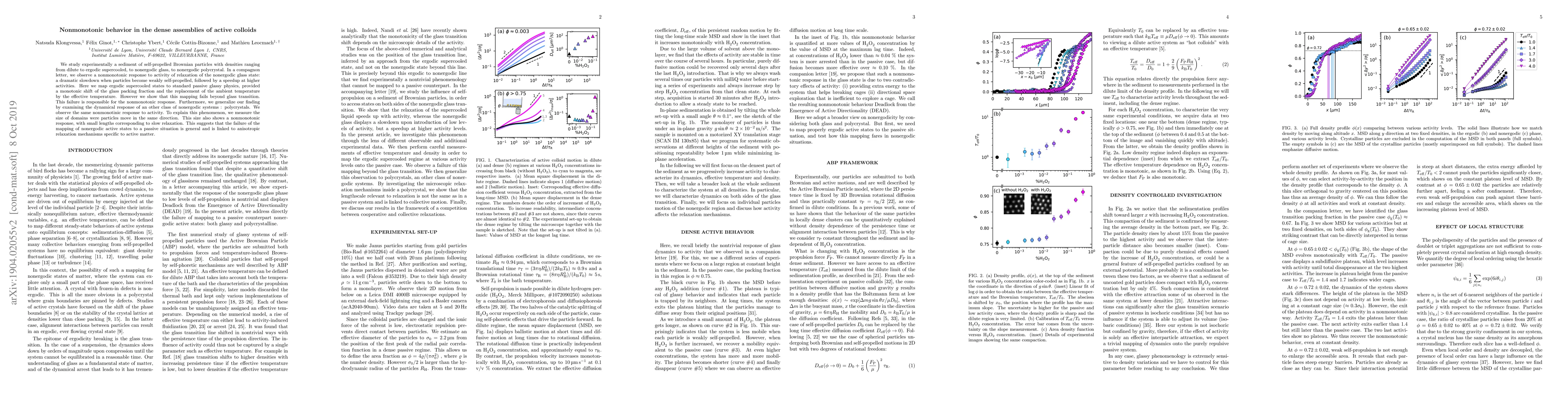 Thumbnail for Nonmonotonic behavior in the dense assemblies of active colloids