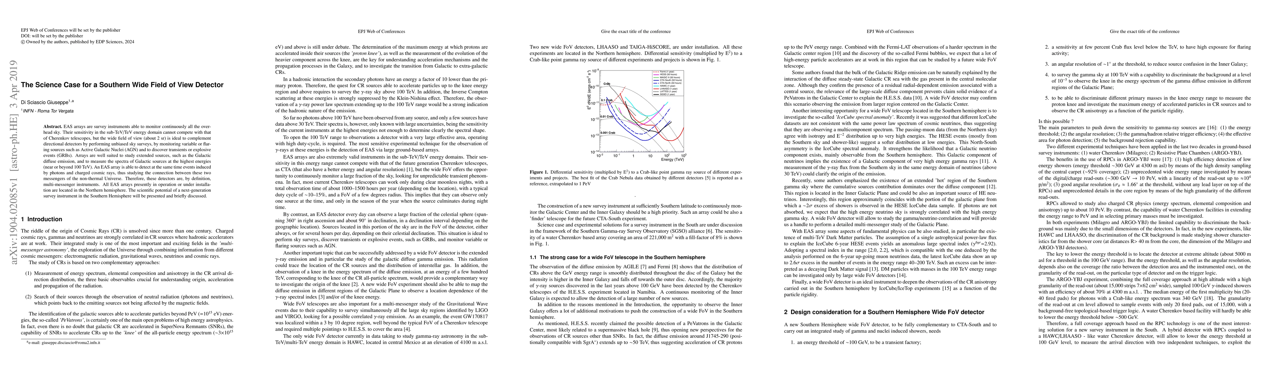 Thumbnail for The Science Case for a Southern Wide Field of View Detector