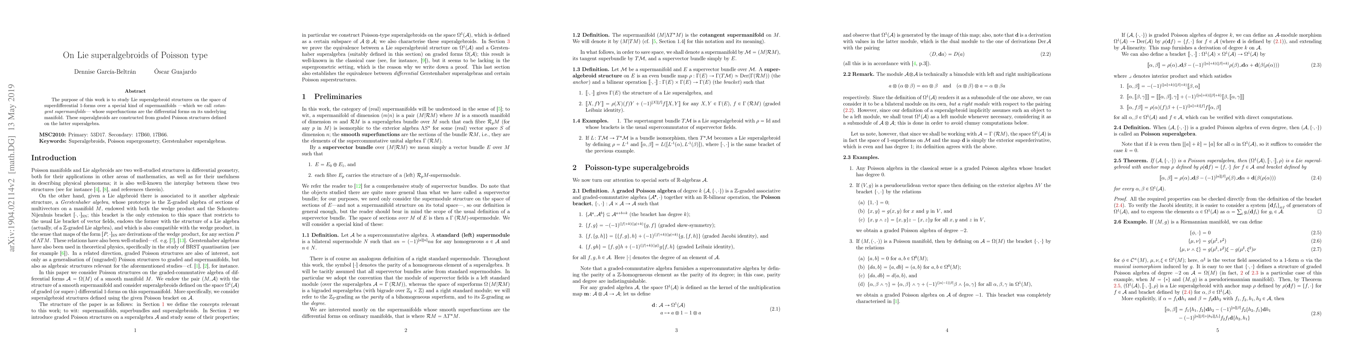 Thumbnail for On Lie superalgebroids of Poisson type