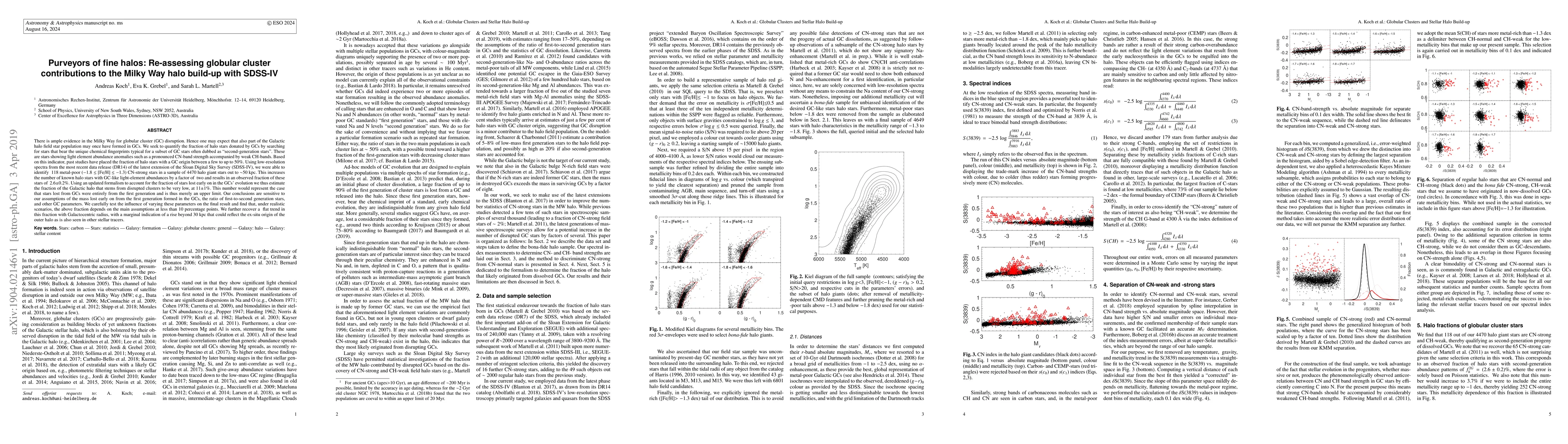 Thumbnail for Purveyors of fine halos: Re-assessing globular cluster contributions to
  the Milky Way halo build-up with SDSS-IV