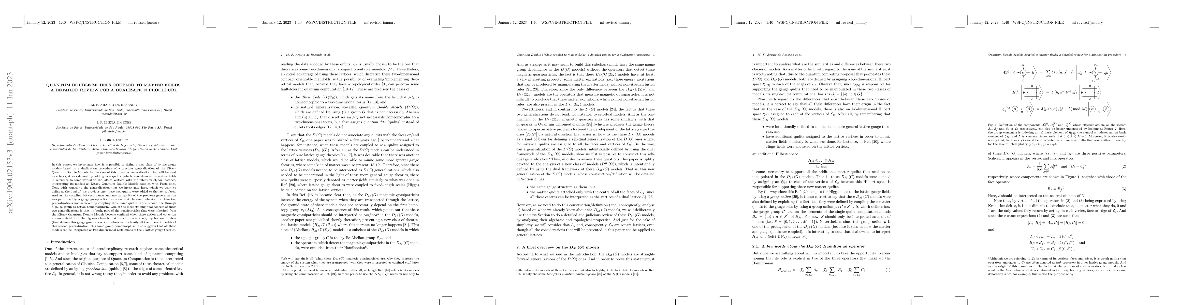 Thumbnail for Quantum Double Models coupled to matter fields: a detailed review for a
  dualization procedure