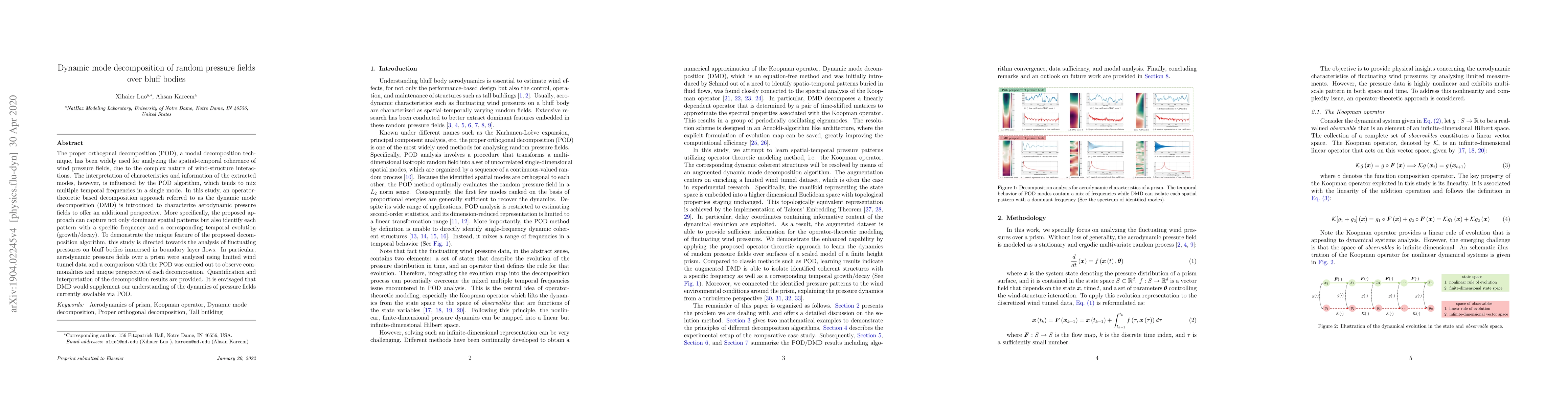 Thumbnail for Dynamics of random pressure fields over bluff bodies: a dynamic mode
  decomposition perspective