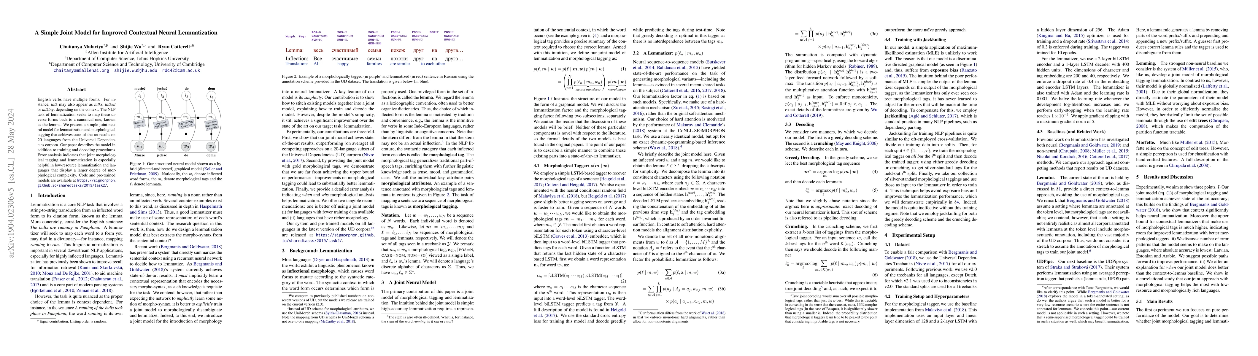 Thumbnail for A Simple Joint Model for Improved Contextual Neural Lemmatization