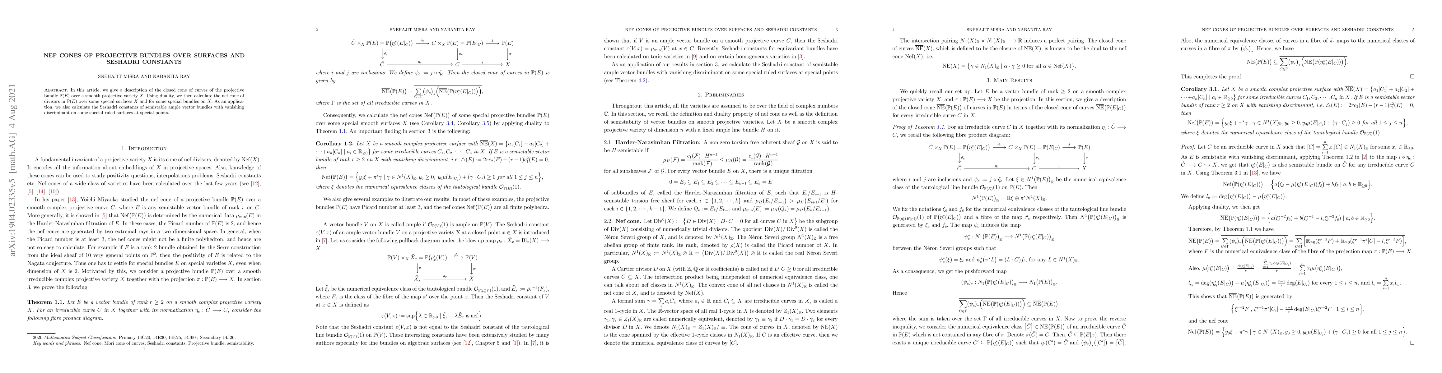 Thumbnail for Nef cones of projective bundles over surfaces and Seshadri constants