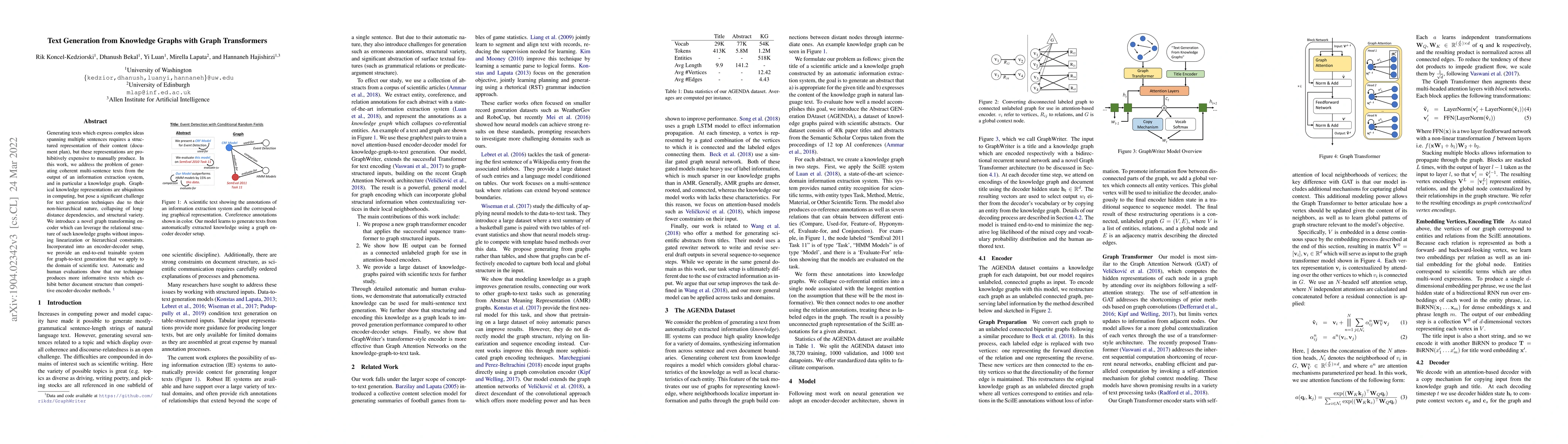 Thumbnail for Text Generation from Knowledge Graphs with Graph Transformers
