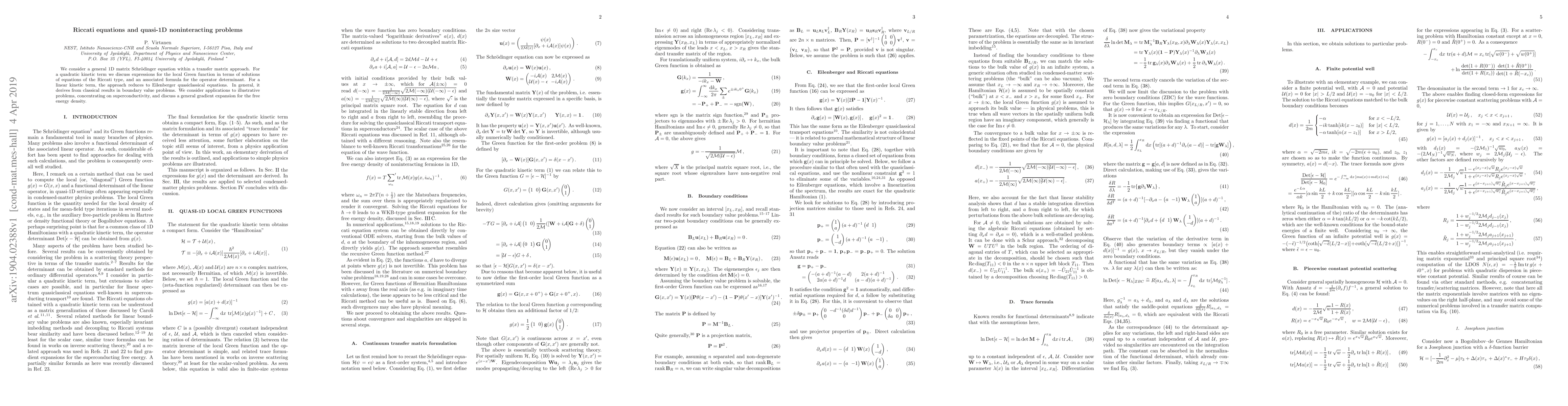 Thumbnail for Riccati equations and quasi-1D noninteracting problems
