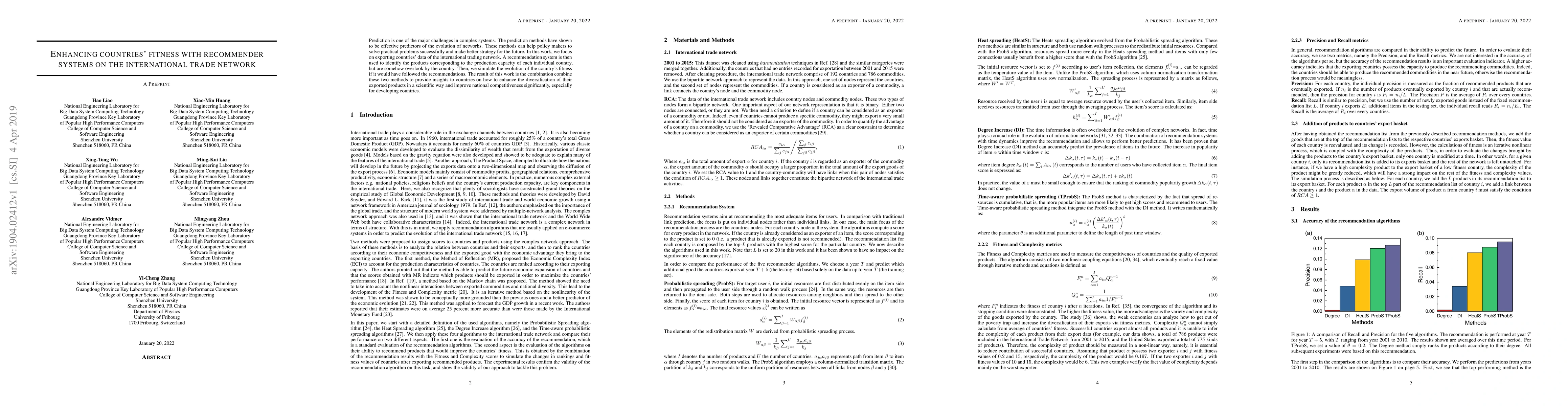 Thumbnail for Enhancing countries' fitness with recommender systems on the
  international trade network