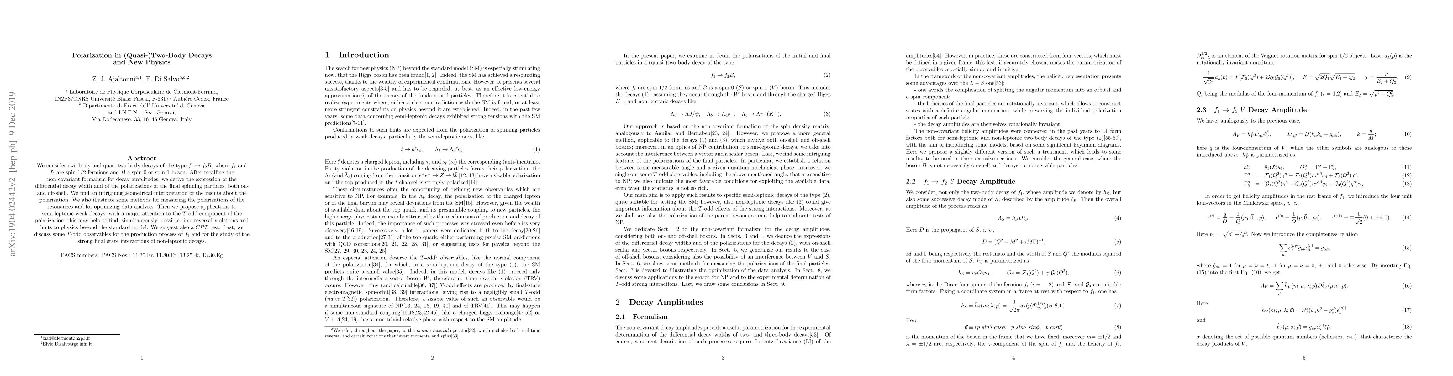 Thumbnail for Polarization in (quasi-)two-body decays and new physics