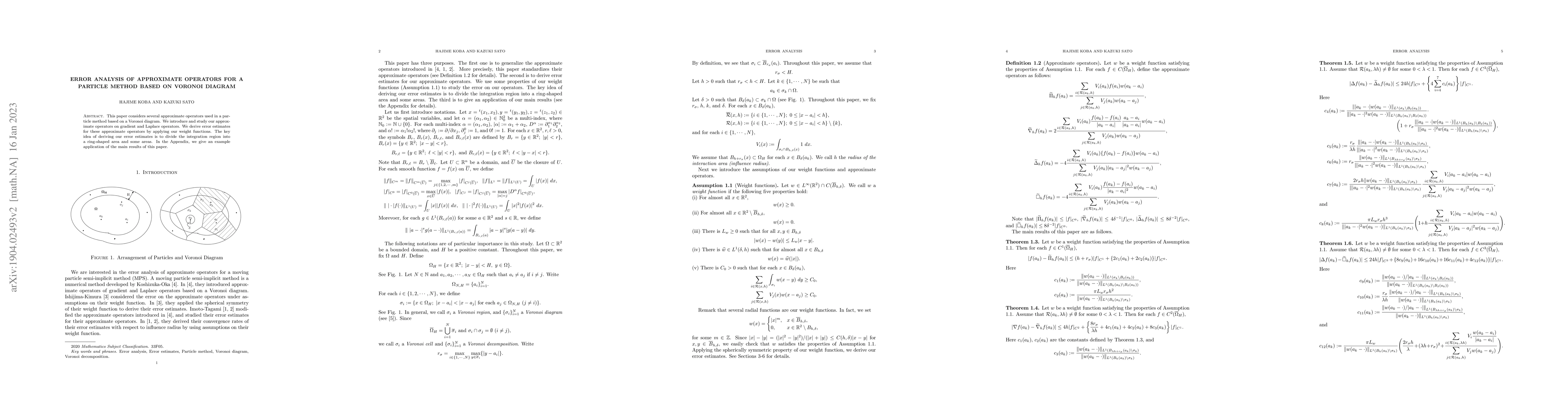 Thumbnail for Error Analysis of Approximate Operators for a Particle Method based on
  Voronoi Diagram