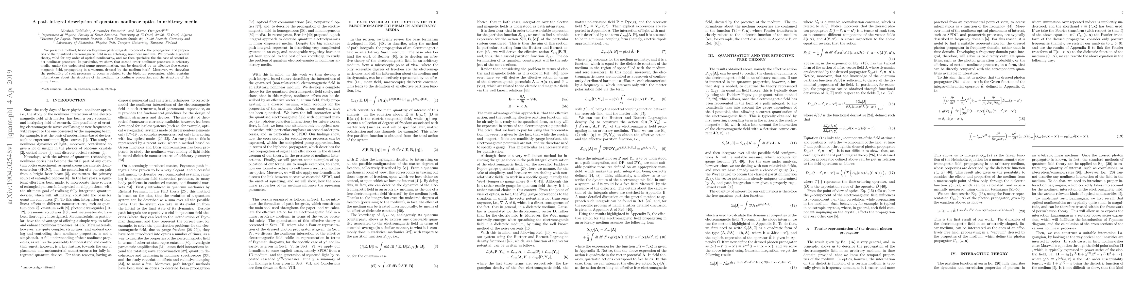 Thumbnail for A path integral description of quantum nonlinear optics in arbitrary
  media