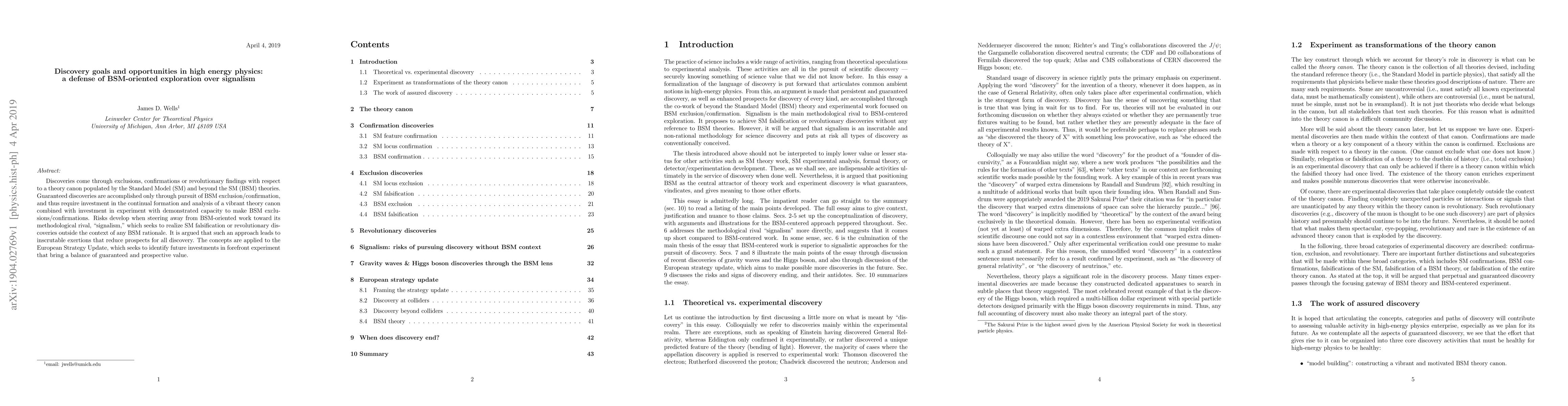 Thumbnail for Discovery goals and opportunities in high energy physics: a defense of
  BSM-oriented exploration over signalism