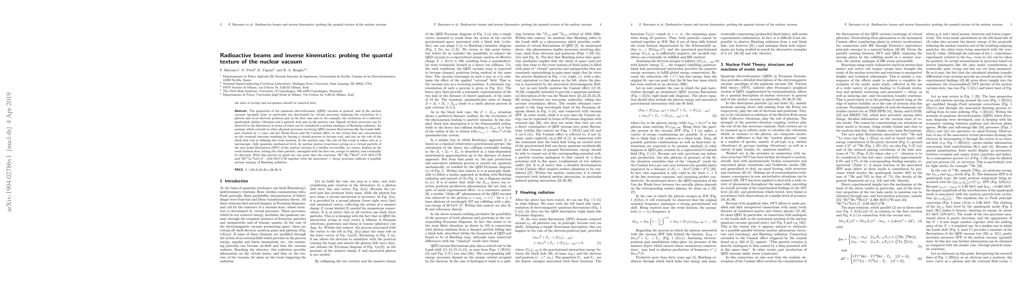Thumbnail for Radioactive beams and inverse kinematics: probing the quantal texture of
  the nuclear vacuum