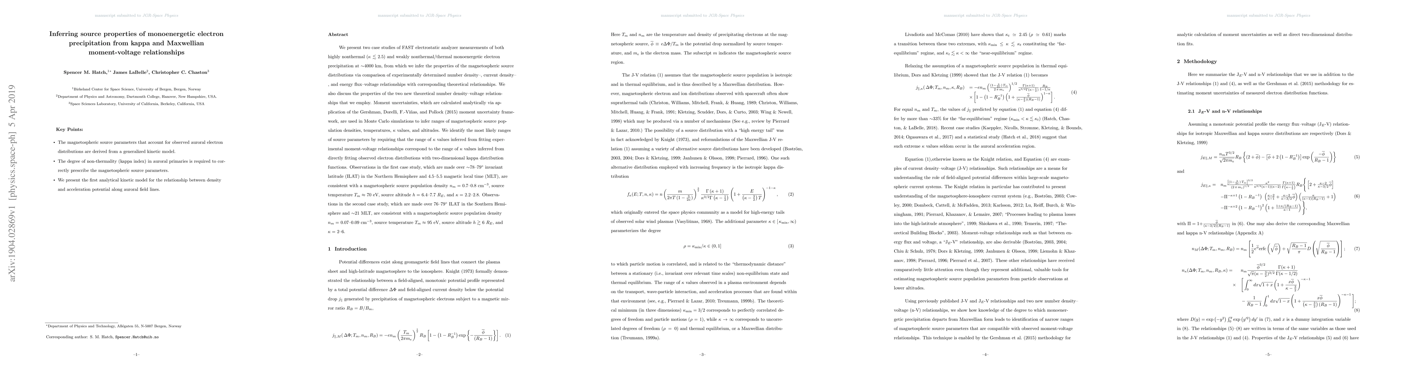 Thumbnail for Inferring source properties of monoenergetic electron precipitation from
  kappa and Maxwellian moment-voltage relationships