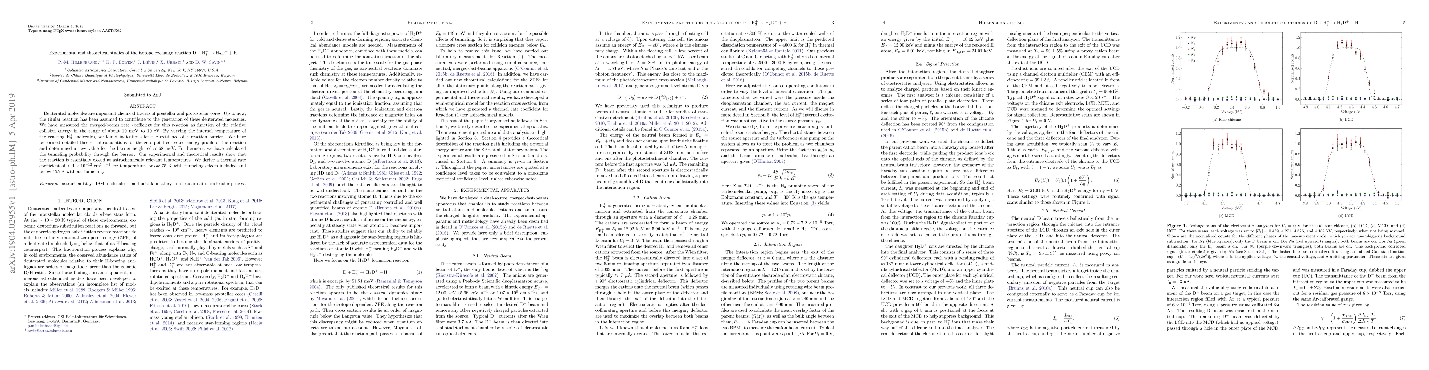 Thumbnail for Experimental and theoretical studies of D + H$_3^+$ $\rightarrow$
  H$_2$D$^+$ + H