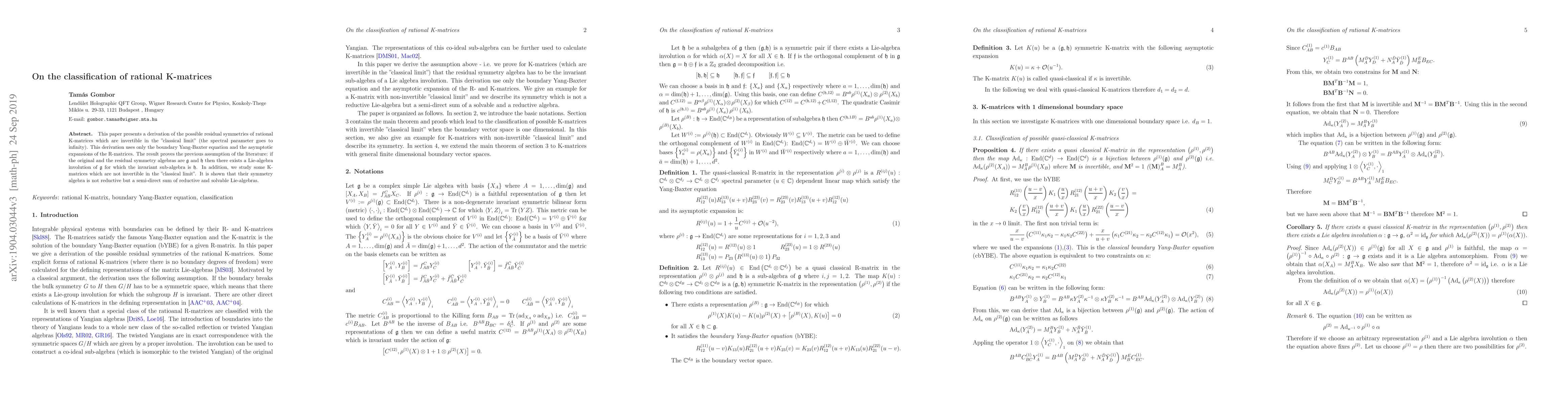 Thumbnail for On the classification of rational K-matrices