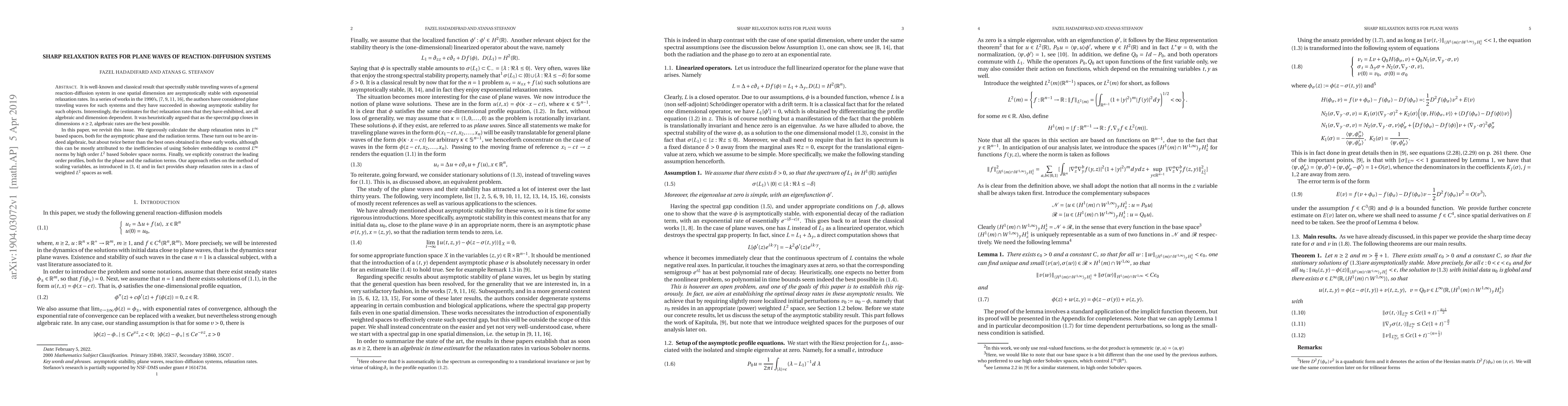 Thumbnail for Sharp relaxation rates for plane waves of reaction-diffusion systems