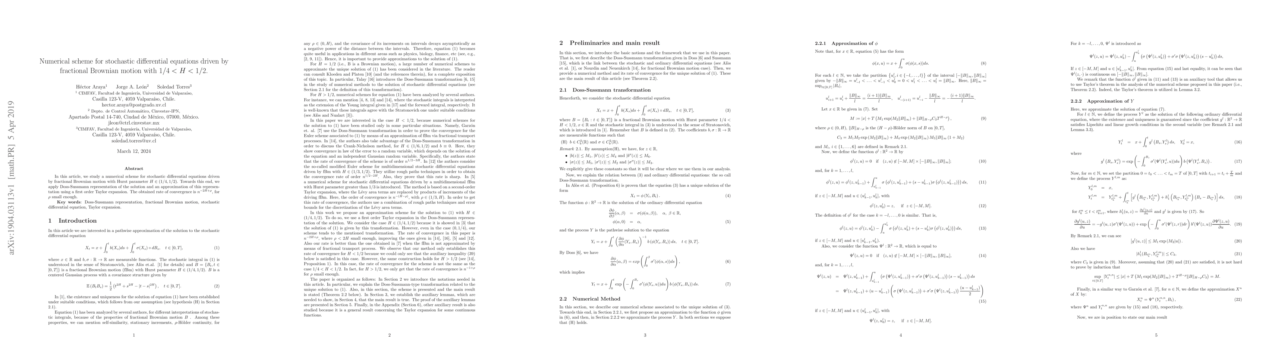 Thumbnail for Numerical scheme for stochastic differential equations driven by
  fractional Brownian motion with 1/4 < H < 1/2