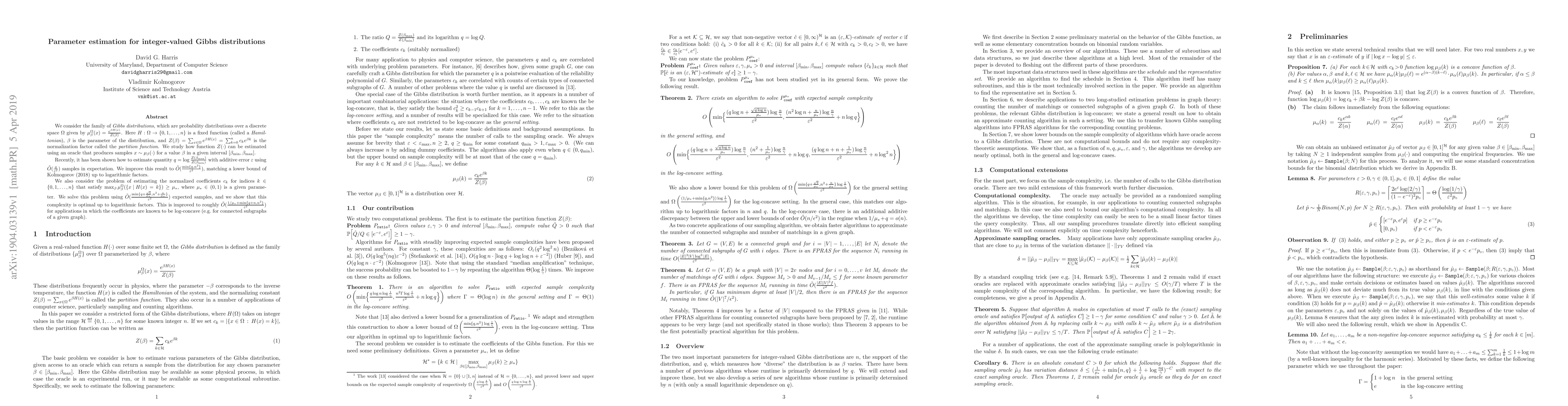 Thumbnail for Parameter estimation for integer-valued Gibbs distributions