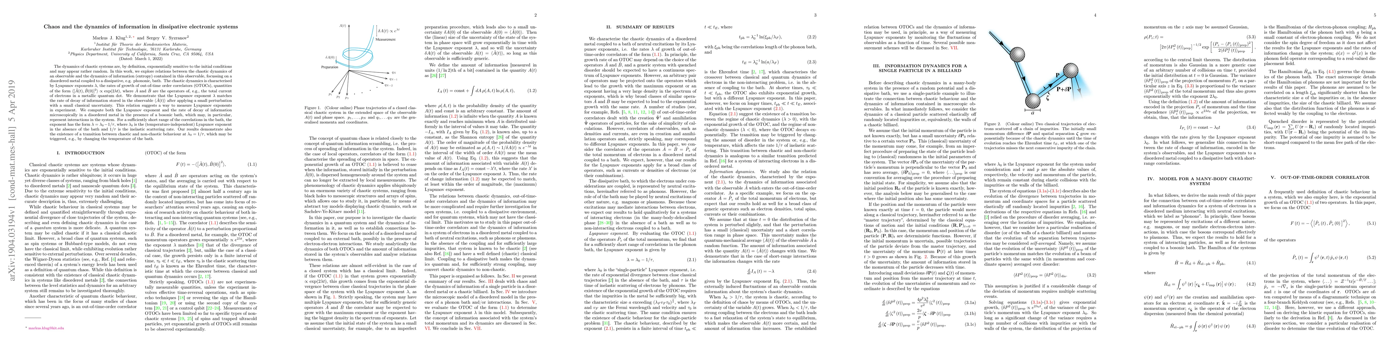 Thumbnail for Chaos and the dynamics of information in dissipative electronic systems