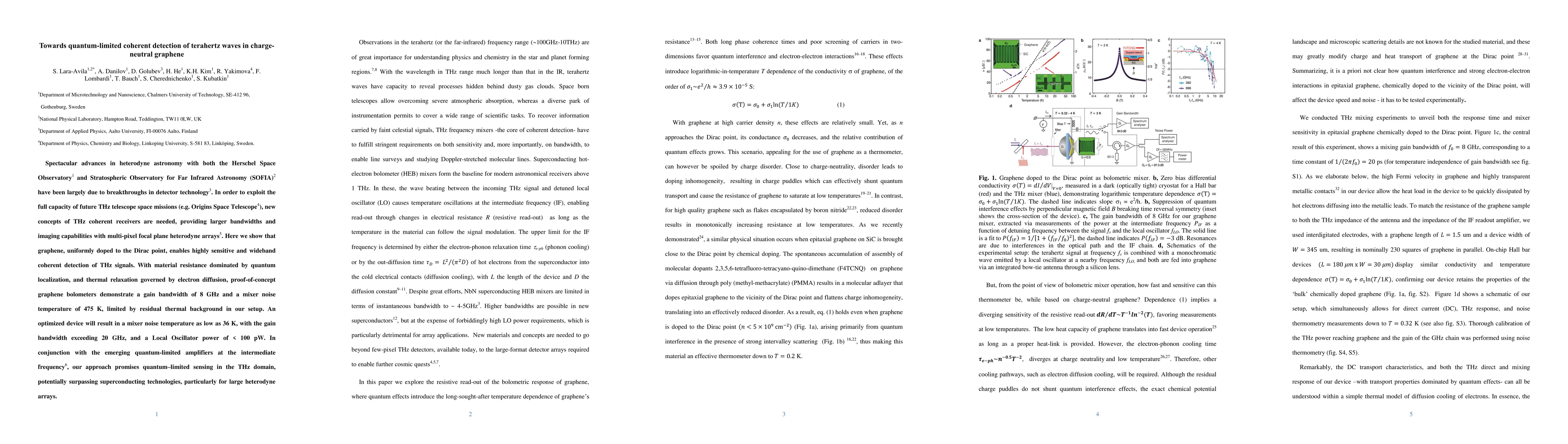 Thumbnail for Towards quantum-limited coherent detection of terahertz waves in
  charge-neutral graphene