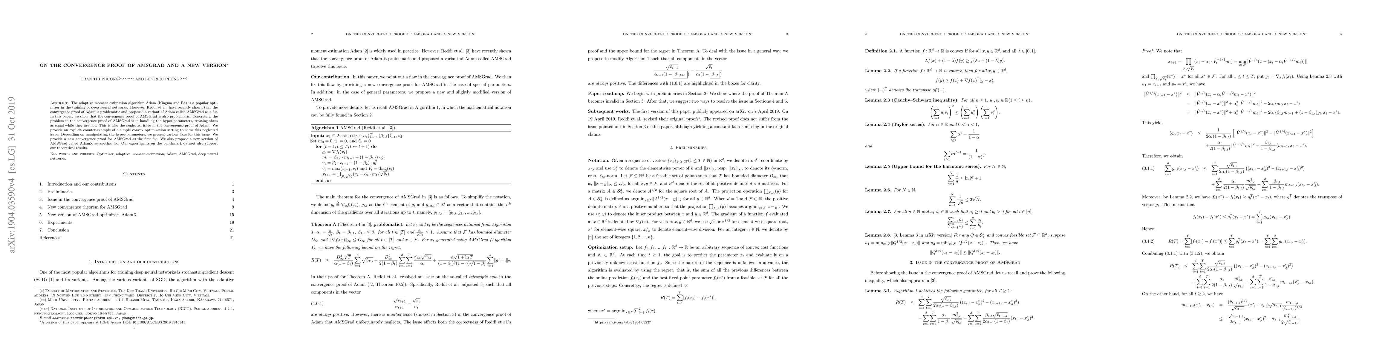 Thumbnail for On the Convergence Proof of AMSGrad and a New Version