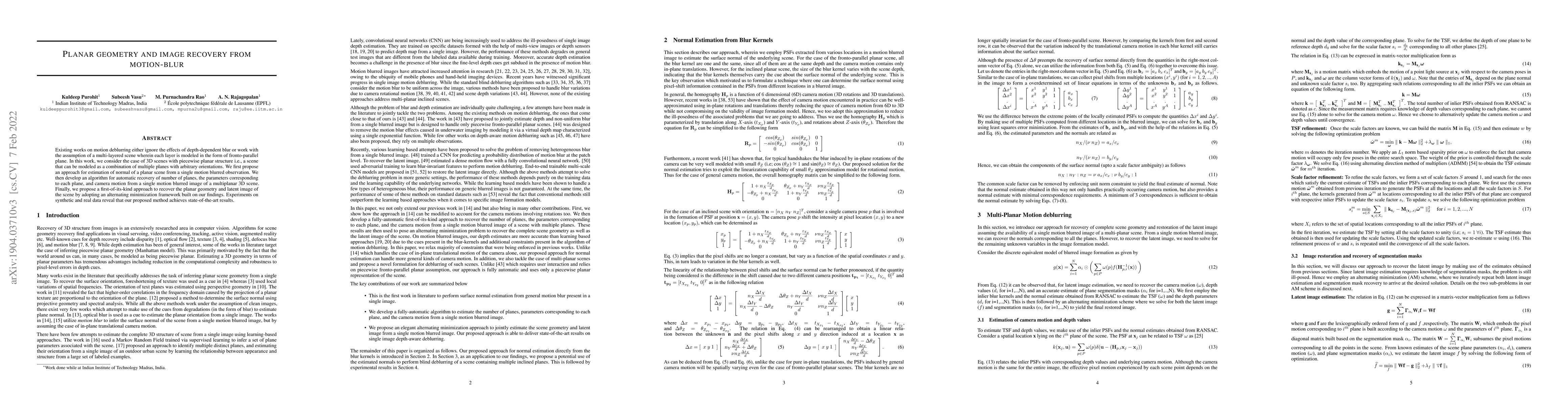 Thumbnail for Planar Geometry and Image Recovery from Motion-Blur