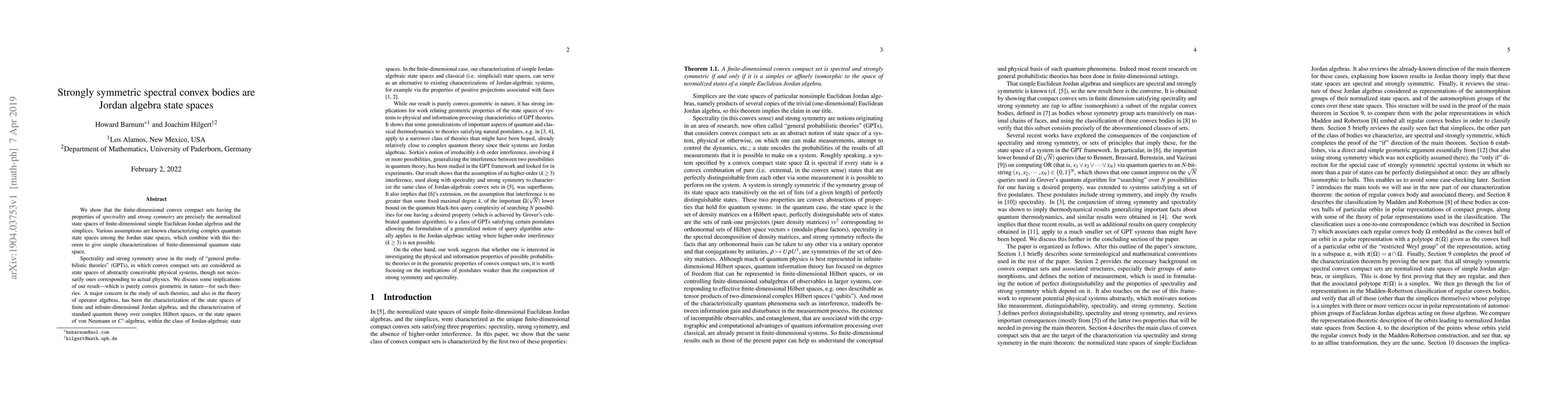 Thumbnail for Strongly symmetric spectral convex bodies are Jordan algebra state
  spaces