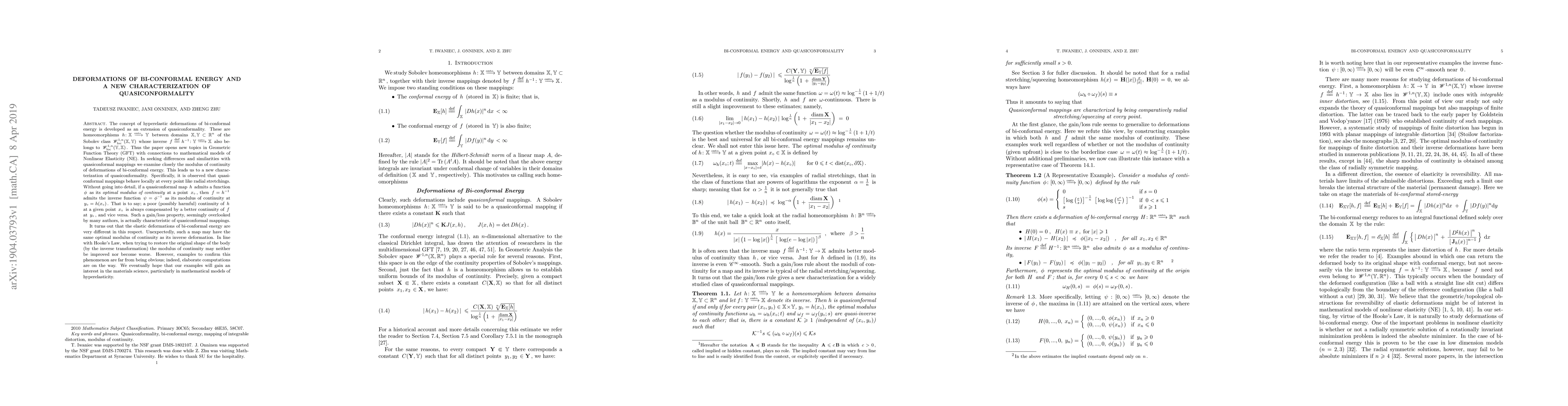 Thumbnail for Deformations of Bi-conformal Energy and a new Characterization of
  Quasiconformality