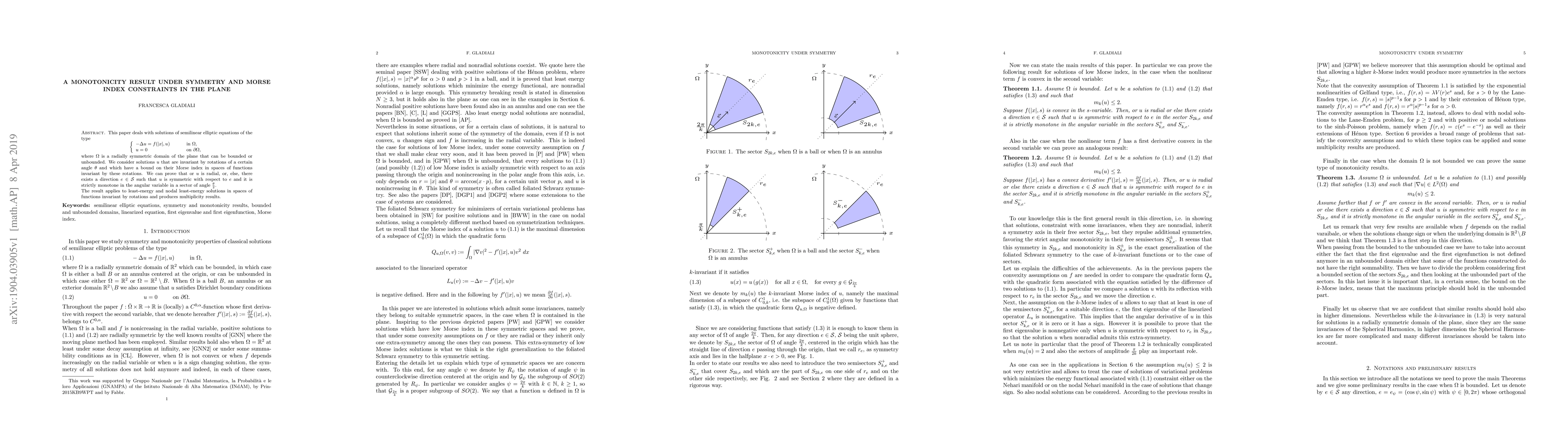Thumbnail for A monotonicity result under symmetry and Morse index constraints in the
  plane