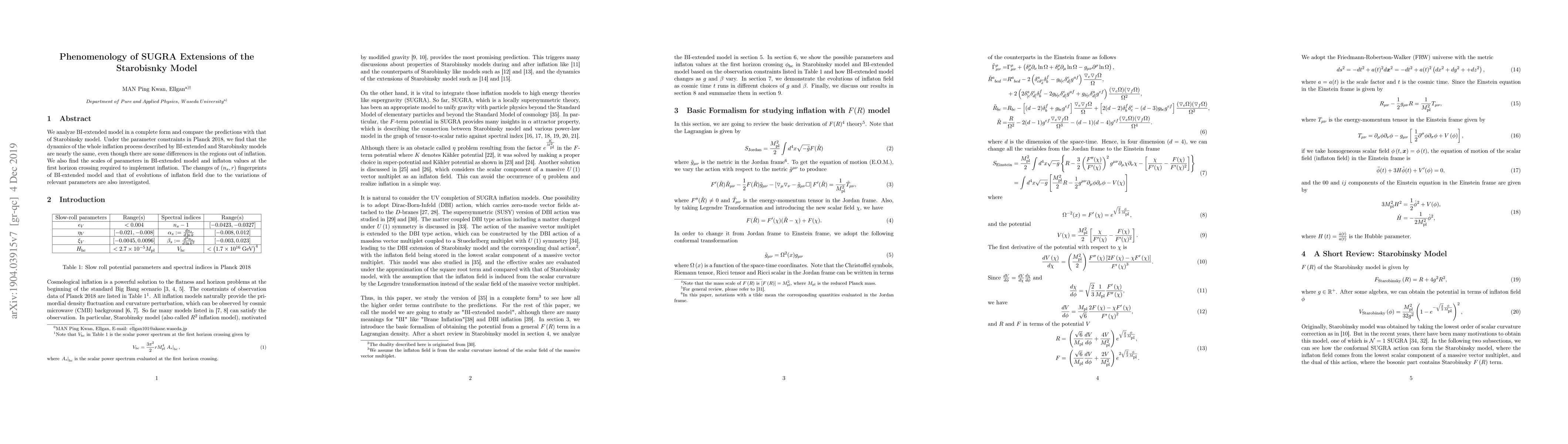 Thumbnail for Phenomenology of SUGRA Extensions of the Starobisnky Model
