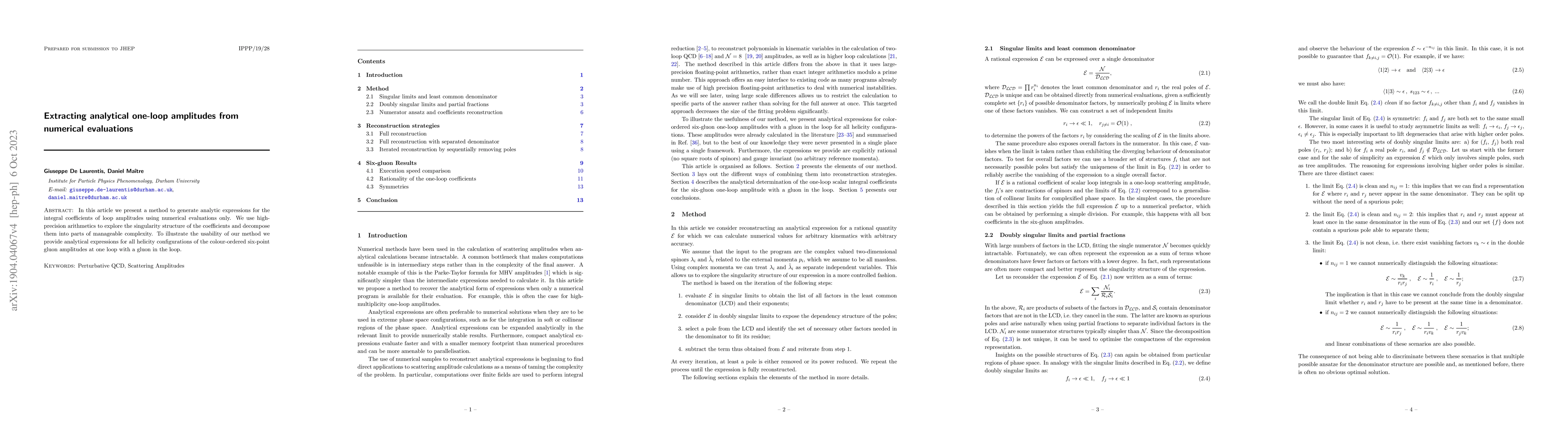 Thumbnail for Extracting analytical one-loop amplitudes from numerical evaluations