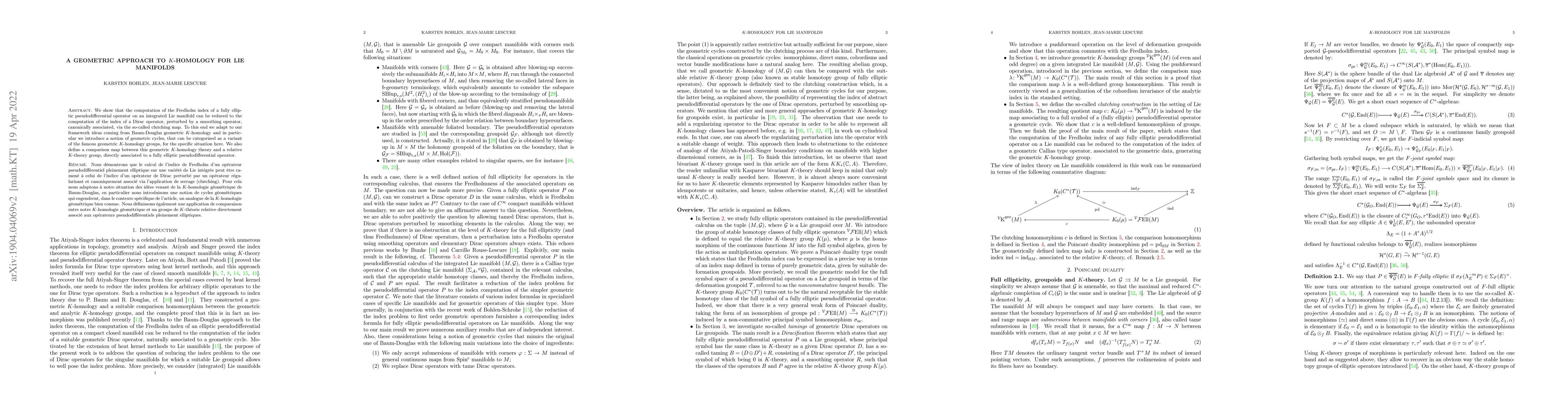 Thumbnail for A geometric approach to K-homology for Lie manifolds