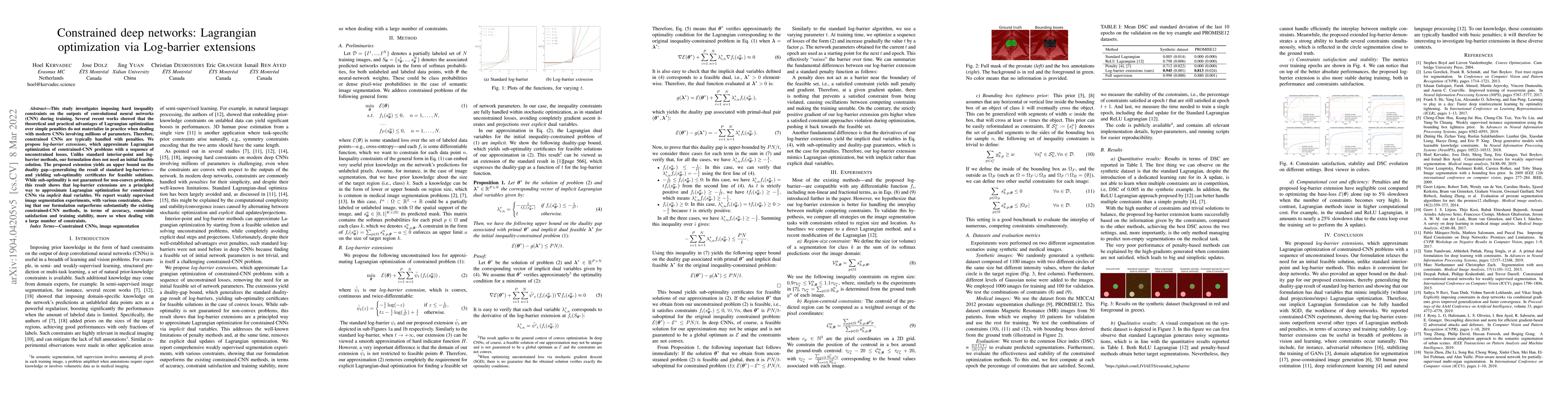 Thumbnail for Constrained Deep Networks: Lagrangian Optimization via Log-Barrier
  Extensions