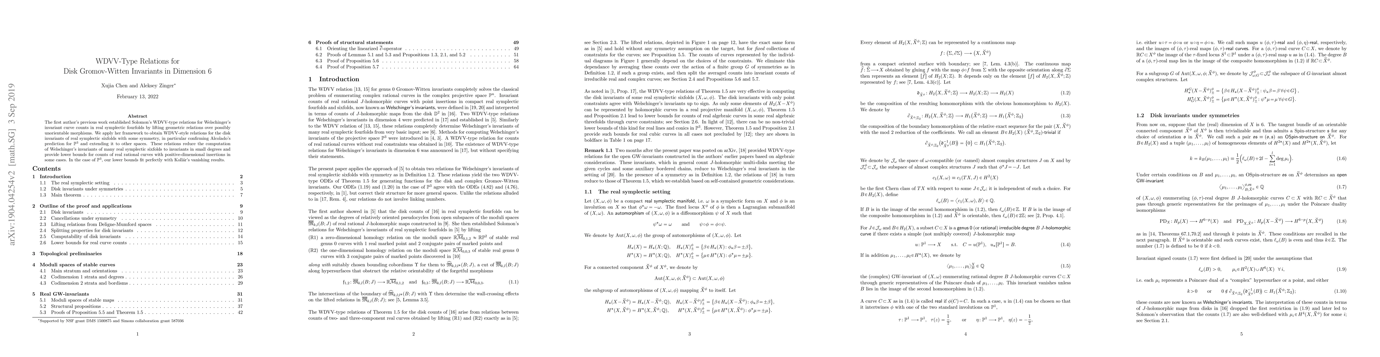 Thumbnail for WDVV-Type Relations for Disk Gromov-Witten Invariants in Dimension 6