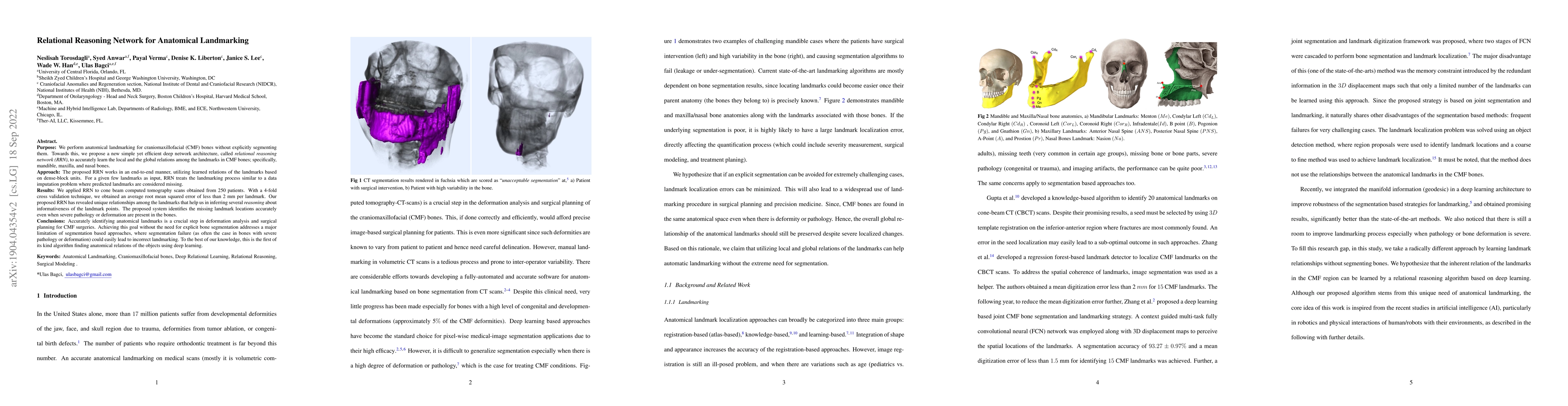 Thumbnail for Relational Reasoning Network (RRN) for Anatomical Landmarking