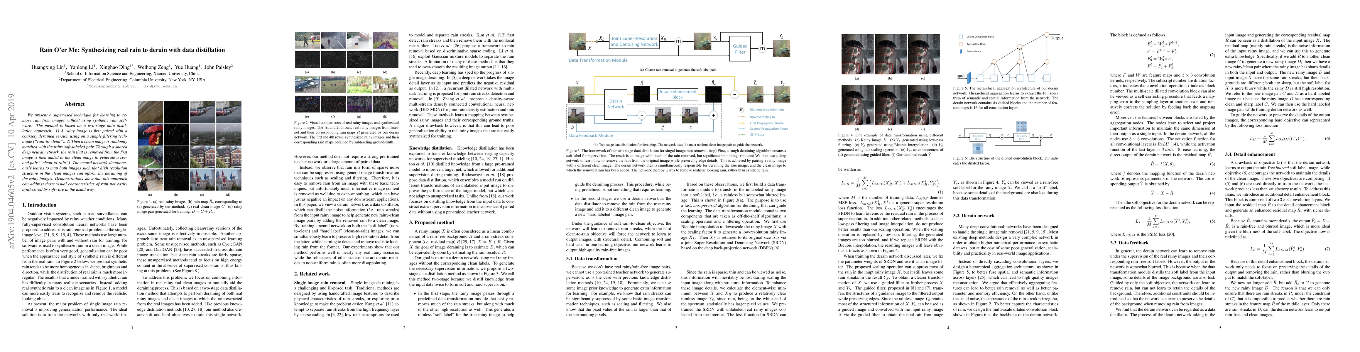 Thumbnail for Rain O'er Me: Synthesizing real rain to derain with data distillation