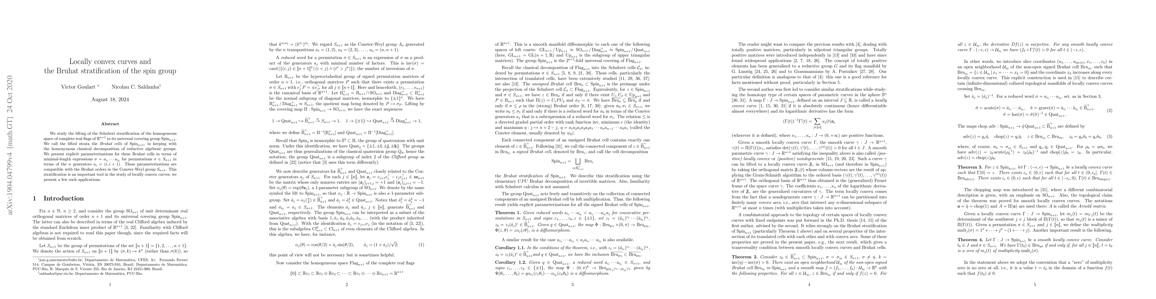 Thumbnail for Locally convex curves and the Bruhat stratification of the spin group