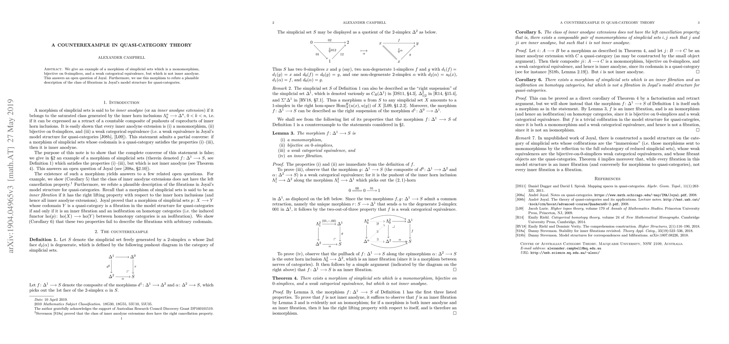 Thumbnail for A counterexample in quasi-category theory