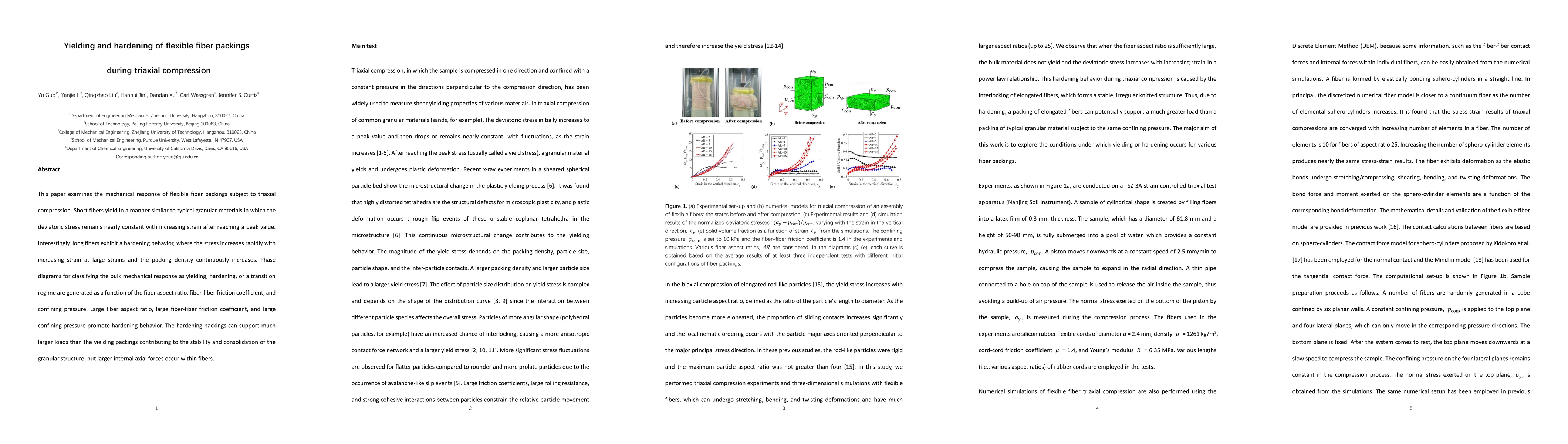 Thumbnail for Yielding and hardening of flexible fiber packings during triaxial
  compression