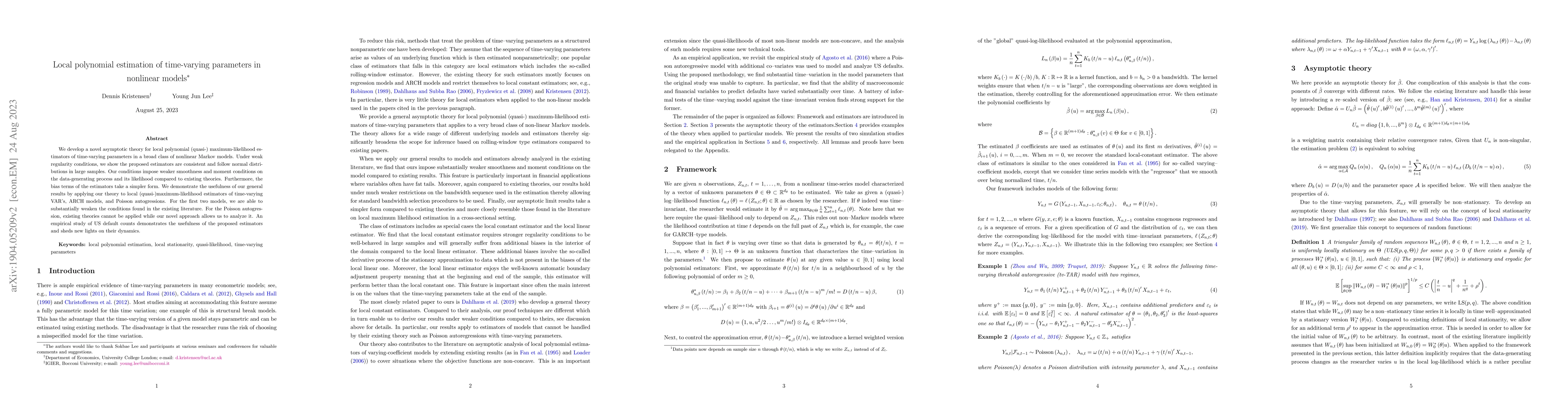 Thumbnail for Local Polynomial Estimation of Time-Varying Parameters in Nonlinear
  Models