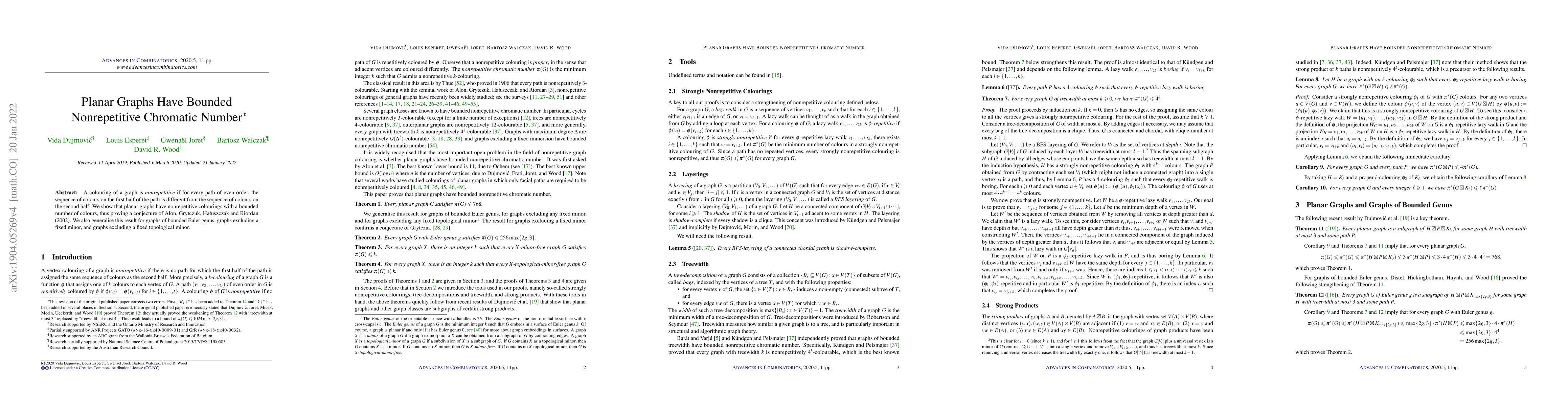 Thumbnail for Planar graphs have bounded nonrepetitive chromatic number