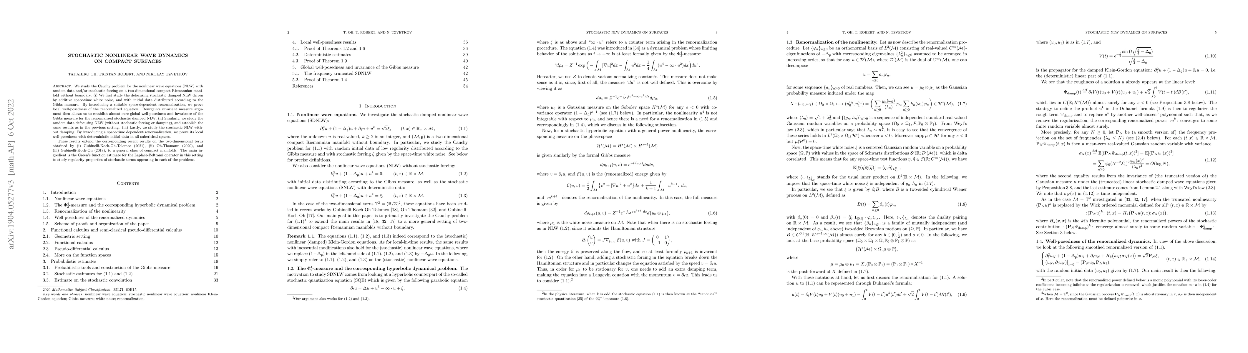 Thumbnail for Stochastic nonlinear wave dynamics on compact surfaces