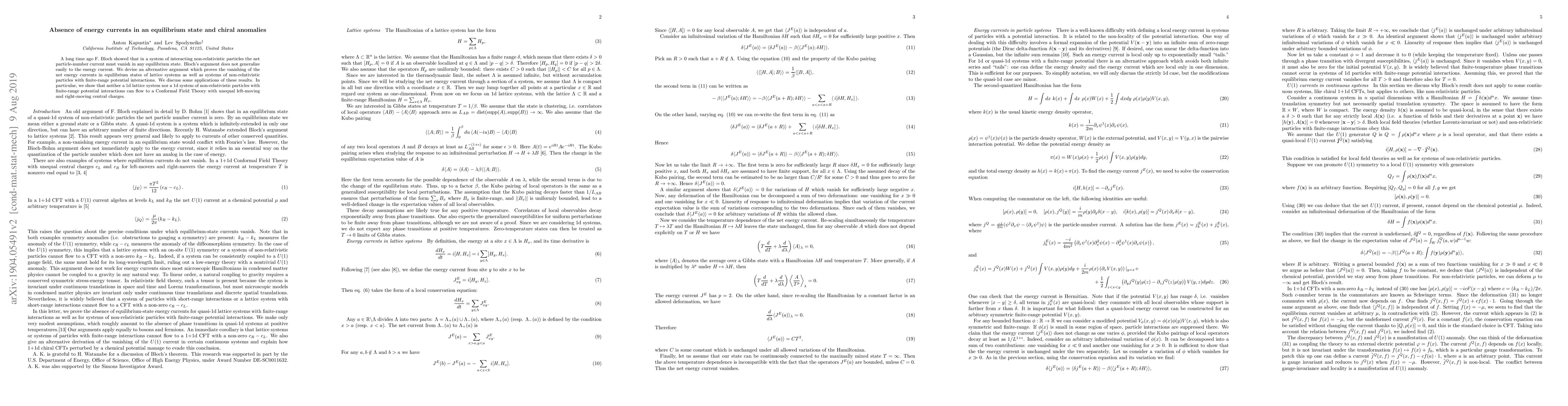 Thumbnail for Absence of energy currents in an equilibrium state and chiral anomalies
