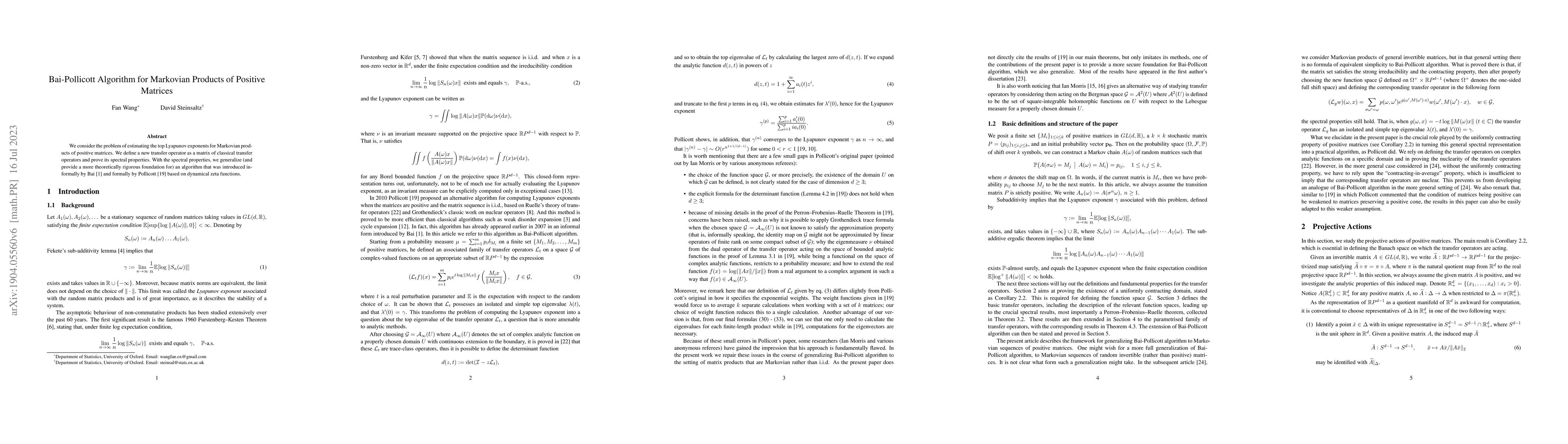 Thumbnail for Bai-Pollicott Algorithm for Markovian Products of Positive Matrices