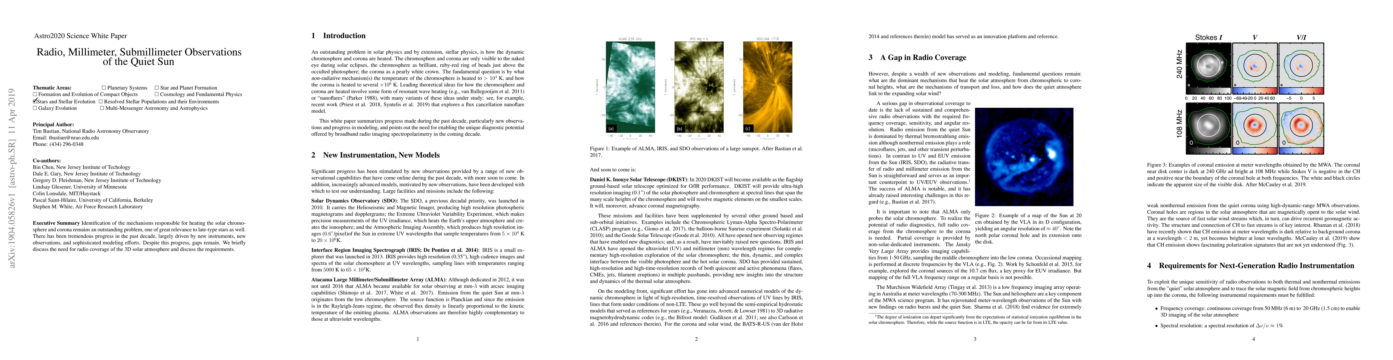 Thumbnail for Radio, Millimeter, and Sub-millimeter Observations of the Quiet Sun