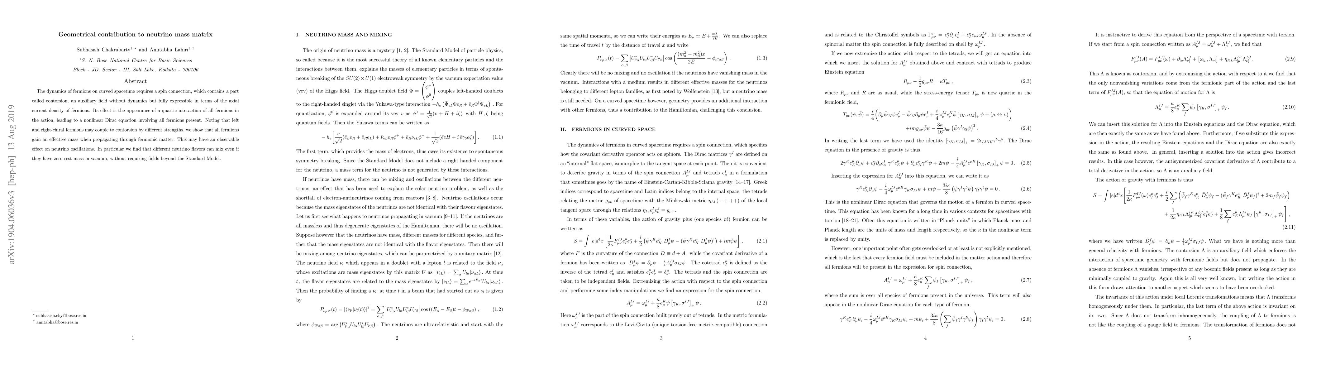 Thumbnail for Geometrical contribution to neutrino mass matrix