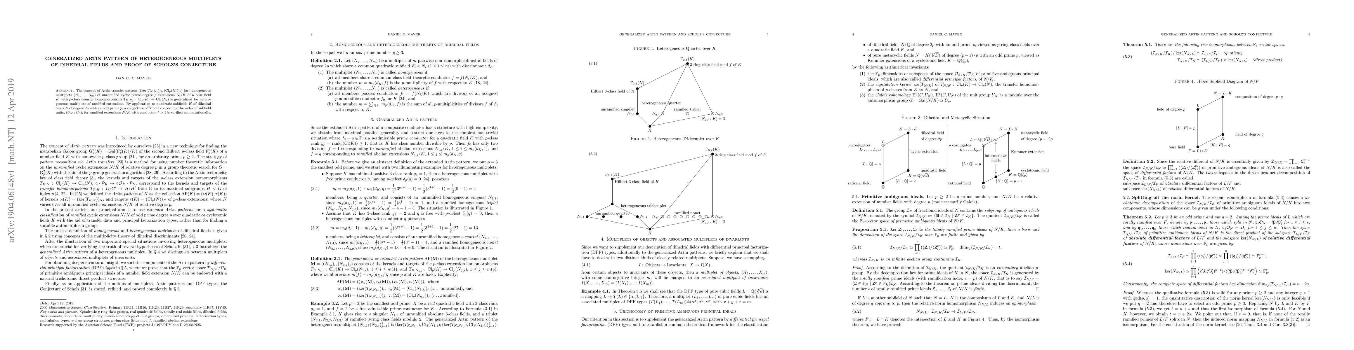 Thumbnail for Generalized Artin pattern of heterogeneous multiplets of dihedral fields
  and proof of Scholz's conjecture